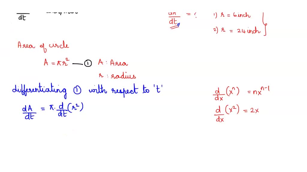 SOLVED: '5. The radius r of a circle is increasing at a rate of 2 ...