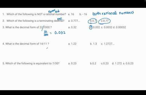 1-which-of-the-following-is-not-a-rational-number-a-16-b-16-2-which-of-the-following-is-a-terminating-dedmal-a-0777-b07-c077-3-what-is-the-decimal-form-of-32-1000-a-032-b-0032-c-00032-d-0000-82626