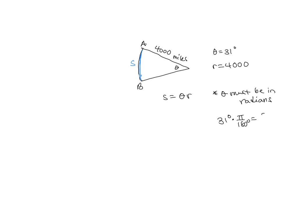 SOLVED: If 0=31, find the distance between two cities, A and B, to the ...