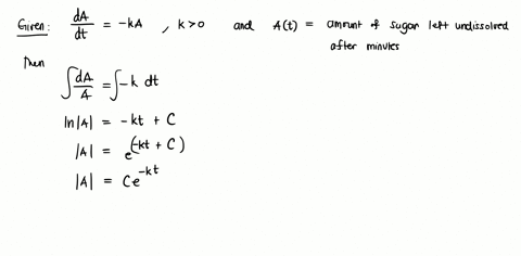 when-sugar-is-dissolved-in-water-the-amount-a-that-remains-undissolved-after-t-minutes-satisfies-the-91878