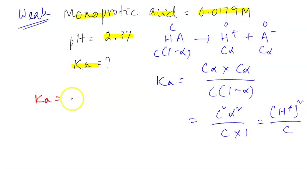 SOLVED: A certain aqueous monoprotic weak acid has an acid dissociation
