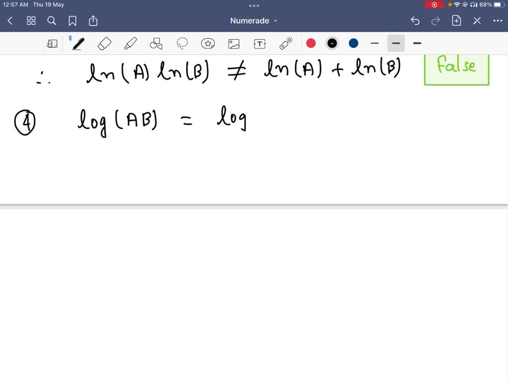 SOLVED: 1) Using the properties of logarithms, decide whether each ...