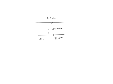 two-wires-are-placed-parallel-to-each-other-at-a-distance-of-0045-m-the-first-has-an-electric-current-of-i1-3-a-and-the-second-one-of-i2-3-a-both-in-the-same-direction-predict-the-amount-of-magnetic-f