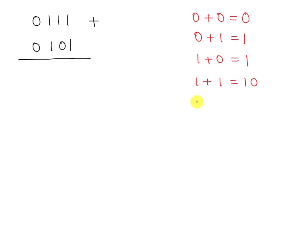 In binary addition, 0111 + 0101 = . A)1110 B)1111 C)1001 D)1100