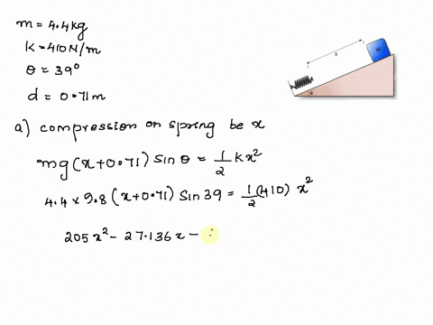 8-problem-il-ablock-of-mass-4-kg-is-sitting-0n-frictionless-ramp-with-spring-at-the-bottom-that-has-spring-constant-of-410-nlm-refer-to-the-figure-the-angle-of-the-ramp-with-respect-to-the-h-51348
