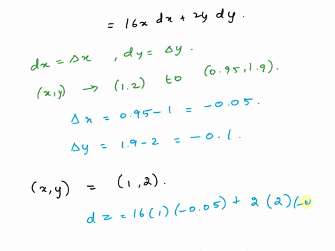 if-z-8x2-y2-and-x-y-changes-from-1-2-to-095-19-compare-the-values-of-z-and-dz-round-your-answers-to-four-decimal-places-if-z-x2-xy-5y2-and-x-y-changes-from-1-1-to-103-105-compare-the-values-50545