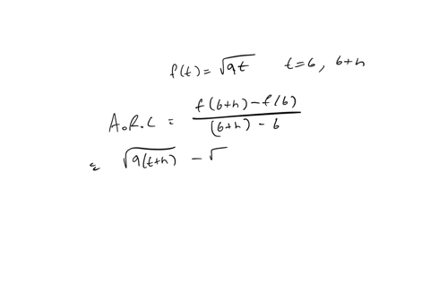 a-function-is-given-below-determine-the-average-rate-of-change-of-the-function-between-t-6-and-t-6-h-ft-sqrt9t