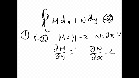 use-greens-theorem-to-evaluate-the-line-integral-y-x-dx-2x-y-dy-for-the-given-path-boundary-of-the-region-lying-inside-the-semicircle-x2-and-outside-the-semicircle-y-92437