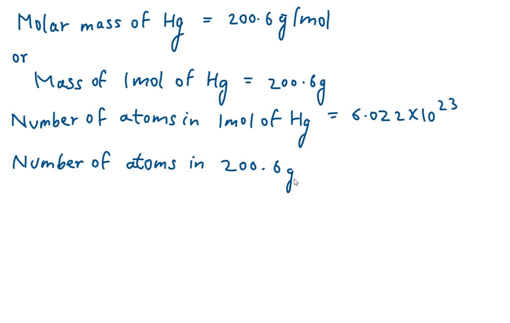 SOLVED: Calculate the number of atoms in sample. 2.26 g Hg