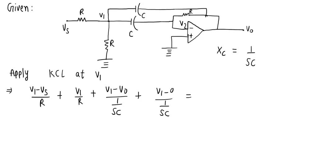 Solved Q4 Seta A Bandpass Filter Is Shown Belowderive The Transfer Function Describing Vand 7954