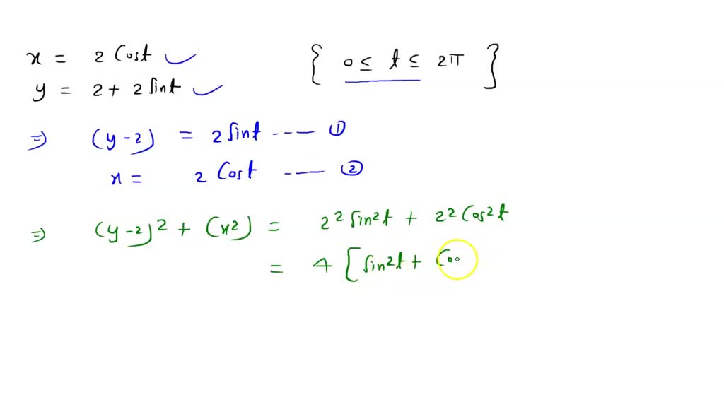 SOLVED: Consider parametrization of the following plane curve: x = 2 ...