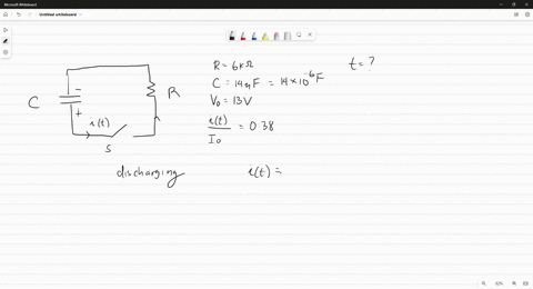 the-rc-circuit-shown-in-the-figure-has-resistance-of-r-6kq-and-the-capacitance-of-c14uf-the-capacitor-is-initially-charged-and-at-a-voltage-wo-13v-ne-when-the-switch-is-closed-how-long-does-29477