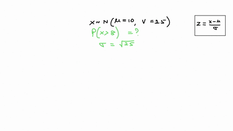 consider-a-normal-model-for-a-random-variable-x-with-a-mean-of-10-and-a-variance-of-25a-find-px-8-83832