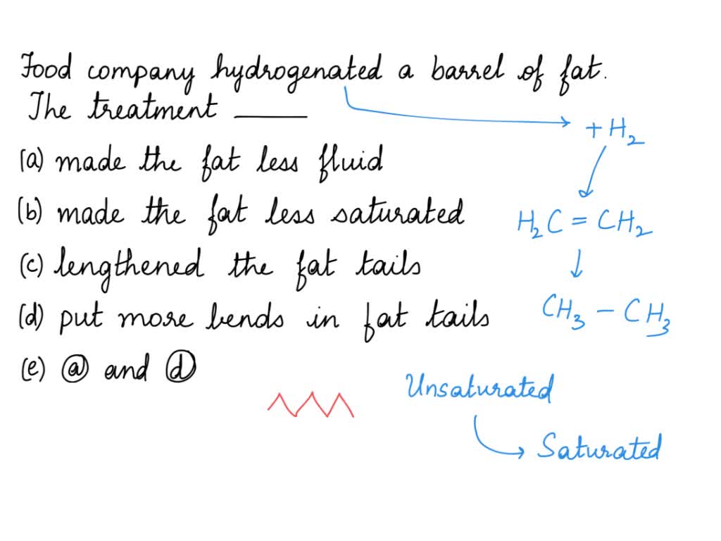 SOLVED A food company hydrogenated a barrel of fat. The treatment made