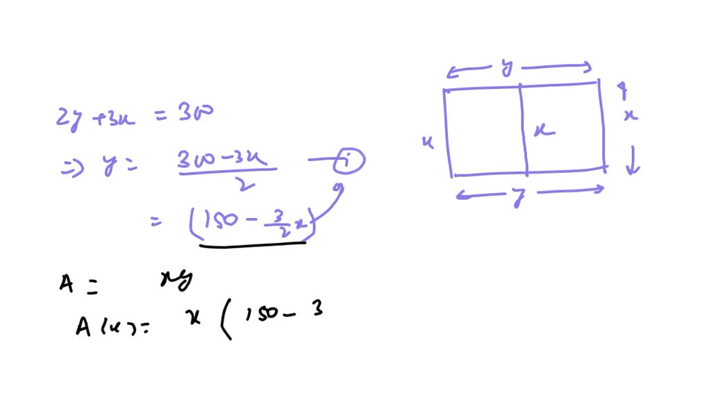 SOLVED: 86. Find the dimensions of the rectangular corral split into 2 ...