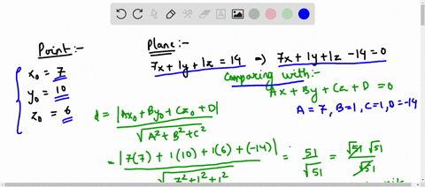 find-the-distance-d-between-the-point-s7106-and-the-plane-7x-1y-1z14