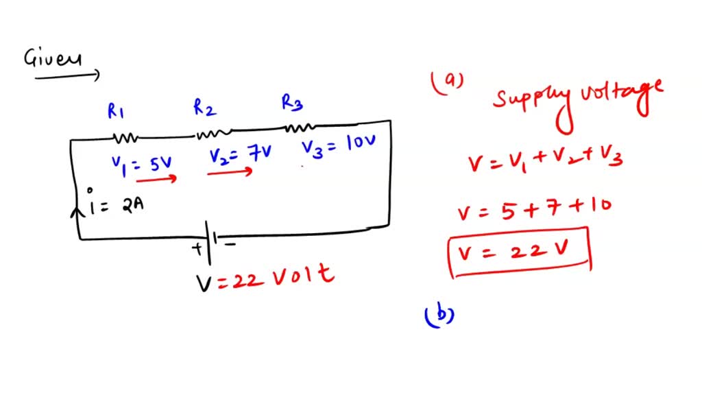 The p.d’s measured across three resistors connected in series are 5 V