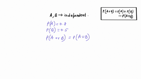 two-independent-events-a-and-b-satisfy-pa-08-and-pb-05-find-pa-or-b-79248
