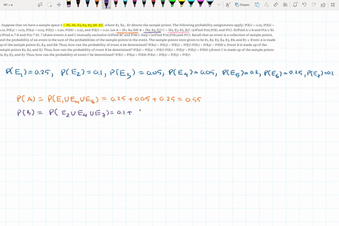 1-suppose-that-we-have-a-sample-space-s-e1-e2-e3-e4-e5-e6-e7-where-e1-e2-e7-denote-the-sample-points-the-following-probability-assignments-apply-pe1-025-pe2-010-pe3-005-pe4-005-pe5-020-pe6-0-89629