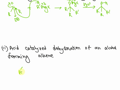 explain-the-mechanism-of-the-following-reactions-i-addition-of-grignards-reagent-to-the-carbonyl-group-of-a-compound-forming-an-adduct-followed-by-hydrolysisii-acid-catalysed-dehydration-of-21435