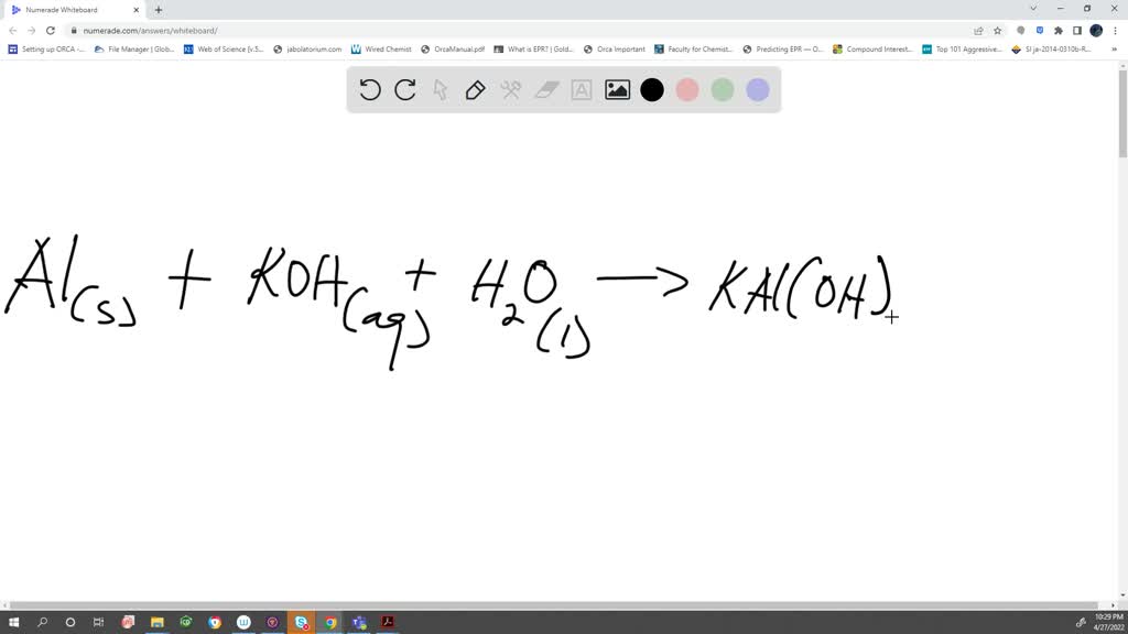 SOLVED Aluminum metal reacts vigorously with aqueous potassium