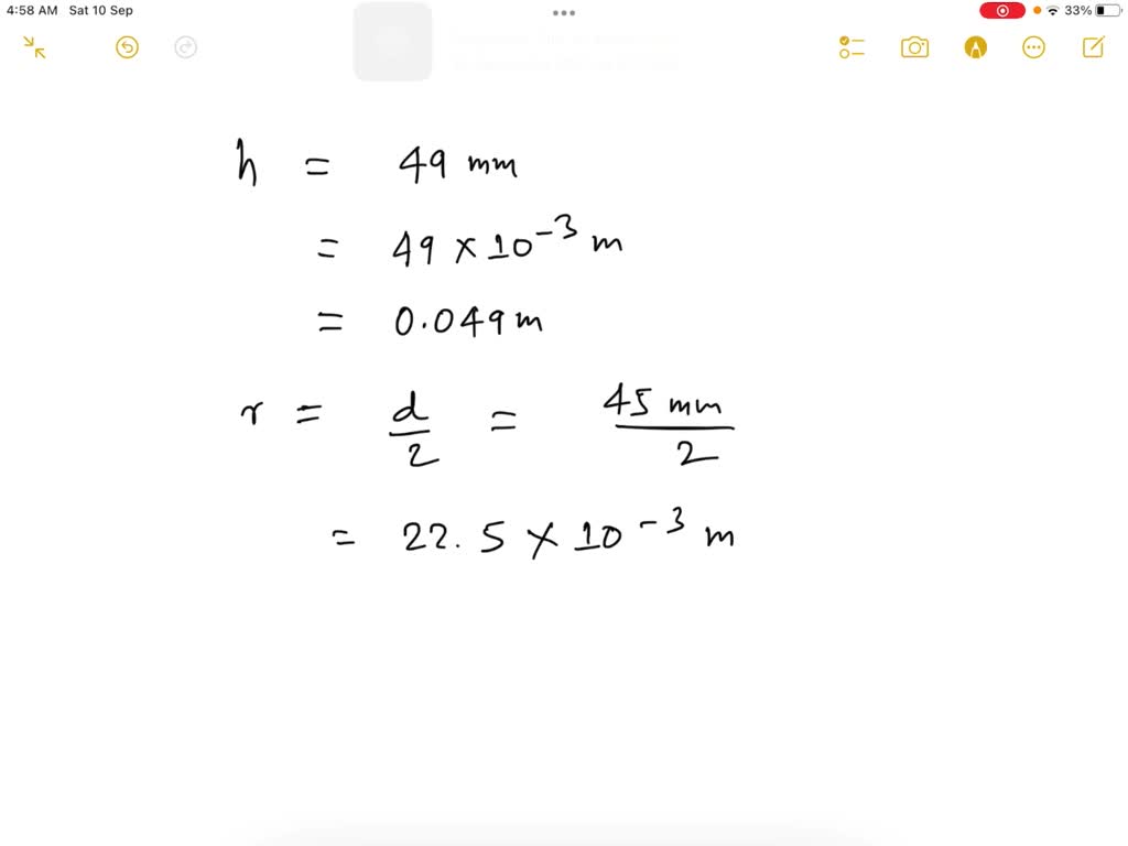 SOLVED: A standard 1 kilogram weight is a cylinder 49.0 mm in height ...