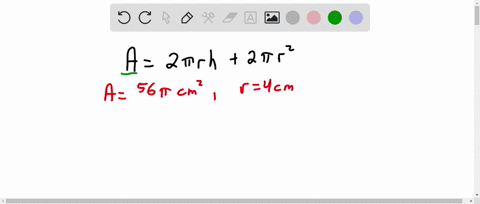 the-surface-area-a-of-a-right-circular-cylinder-is-given-by-the-formula-a2rh2r2-where-r-is-the-radius-and-h-is-the-height-find-the-height-of-a-right-circular-cylinder-whose-surface-area-is-5-66542