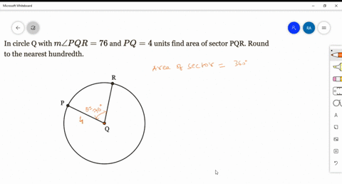 in-circle-q-with-mzpqr-76-and-pq-4-units-find-area-of-sector-pqr-round-to-the-nearest-hundredth-30852