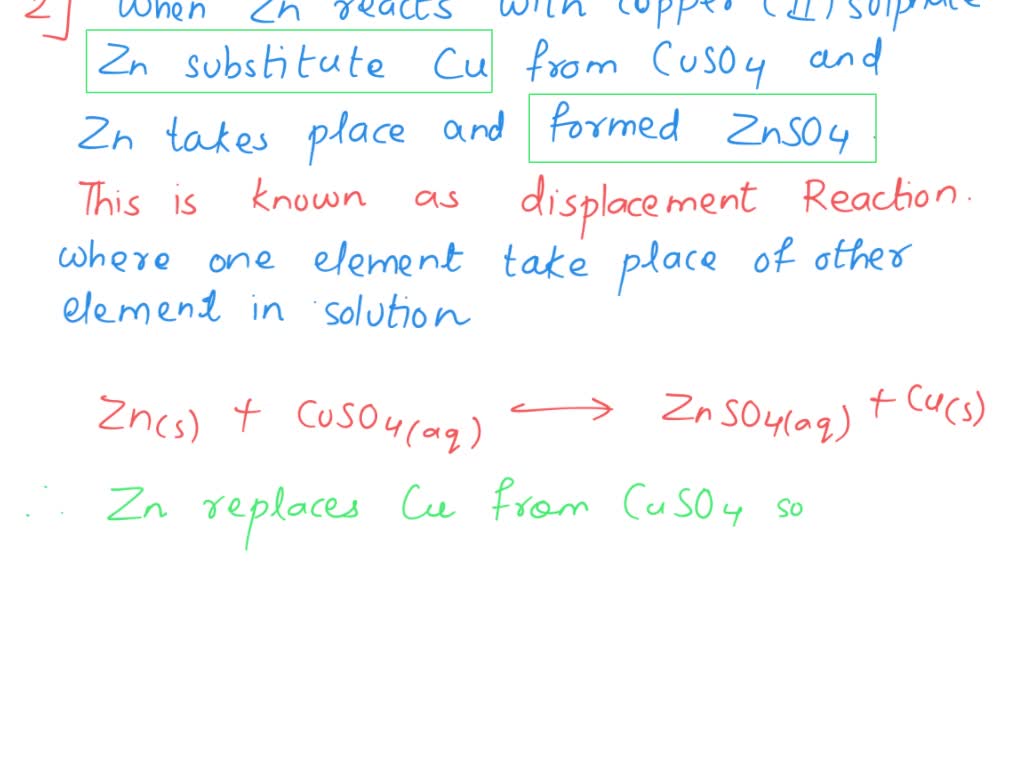 SOLVED What type of reaction occurred between zinc and copper sulfate