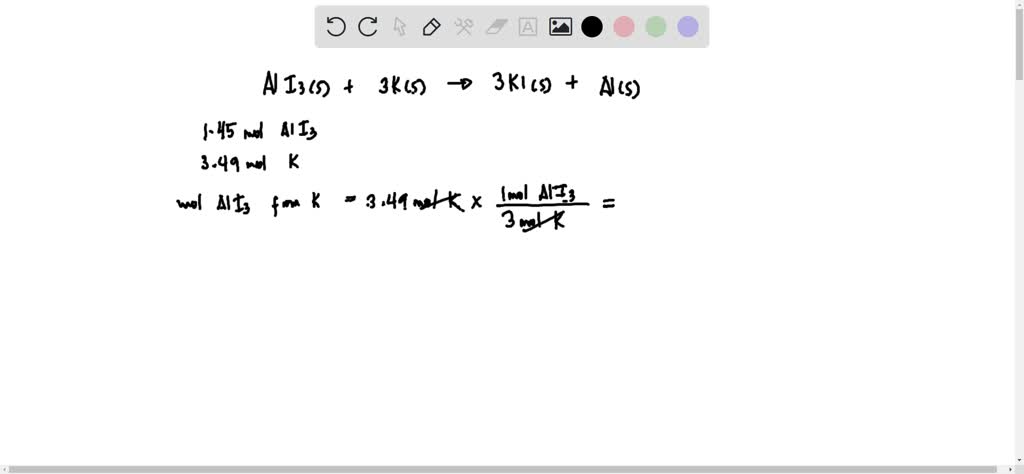 Consider the reaction of solid aluminum iodide and potassium metal to ...
