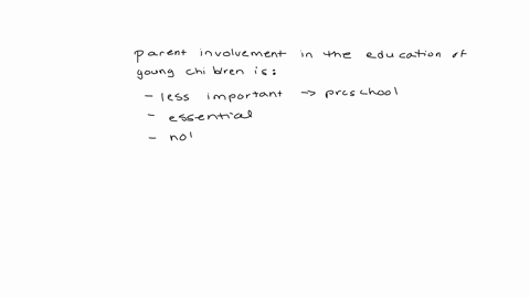 parent-involvement-in-the-education-of-young-children-is-question-10-options-less-important-when-children-attend-a-preschool-rapidly-being-recognized-as-essential-if-children-are-to-achieve-their-pote