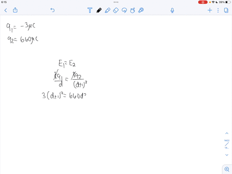 in-the-figure-below-determine-the-point-other-than-infinity-at-which-the-electric-field-is-zero-let-q1-300-c-and-q2-660-c-think-carefully-about-the-direction-of-the-field-produced-by-each-ch-81483