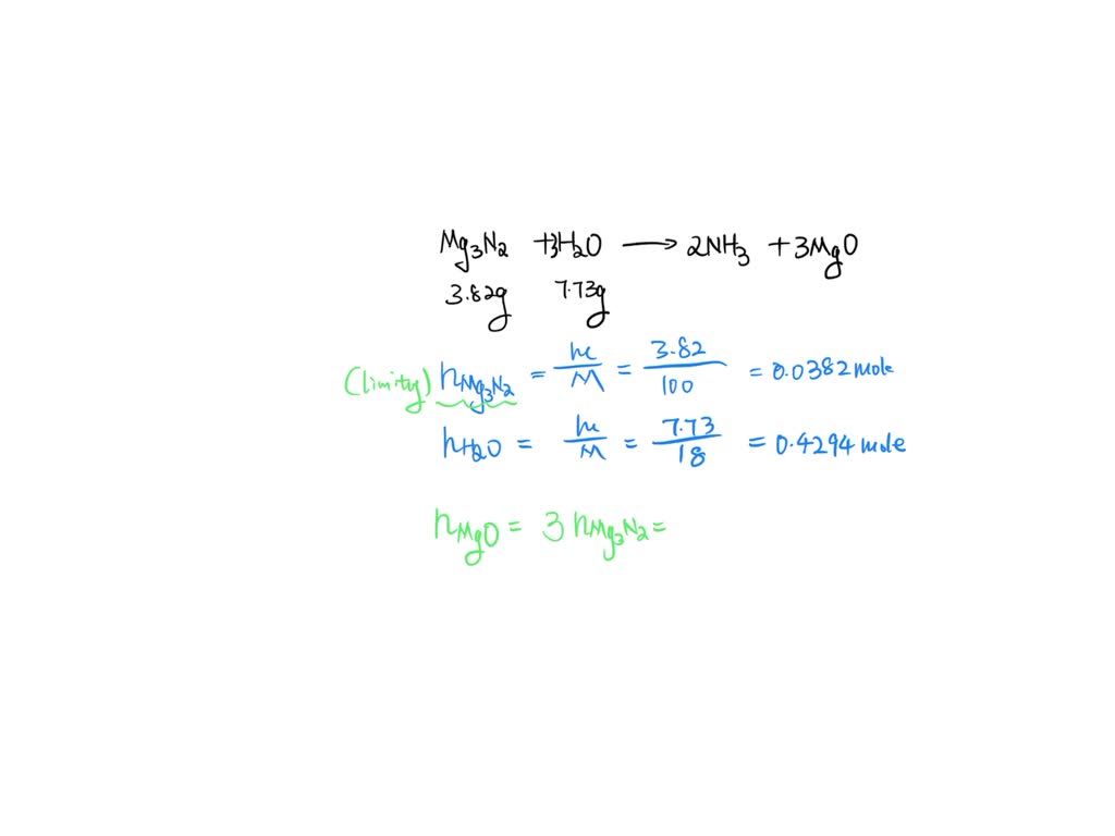 SOLVED: A 3.82-g sample of magnesium nitride is reacted with 7.73 g of ...