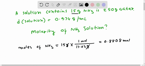 a-solution-is-prepared-by-dissolving-150-g-of-nh3-in-2500-g-of-water-the-density-of-the-resulting-solution-is-0974-gml-the-molarity-of-nh3-in-the-solution-is-________-m-43908