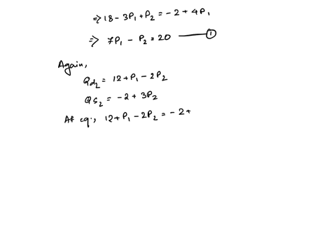 13-the-demand-and-supply-functions-of-a-two-good-market-model-are-as-follows-qd1-18-3p1-p2-qs1-2-4p1-qd2-12-p1-2p2-qs2-2-3p2-find-the-equilibrium-prices-p1-and-p2-and-equilibrium-quantities-40665