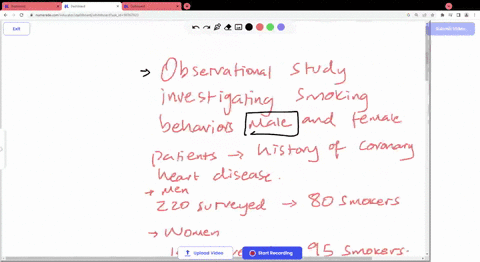 an-observational-study-study-was-conducted-to-investigate-the-smoking-behaviours-of-male-and-female-patients-with-a-history-of-coronary-heart-disease-among-220-men-surveyed-80-were-smokers-among-190-w