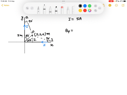 an-infinitely-long-conductor-is-bent-into-an-l-shape-as-shown-in-the-below-figureif-a-direct-current-of-5a-flows-in-the-conductor-find-the-magnetic-field-intensity-in-am-unit-in-the-z-diecti-39406