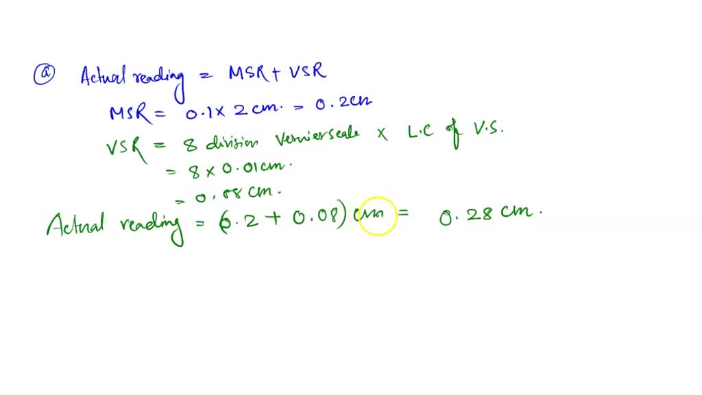SOLVED Vernier Calipers The following calipers have no zero error