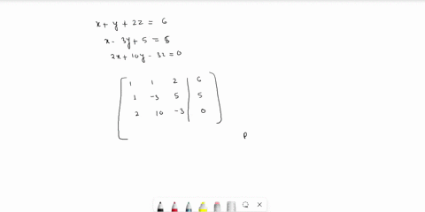 write-the-following-system-of-equations-as-an-augmented-matrix3x-3y-6z-12-x-3y-5z-5-2x-10y-3z-0a-reduce-the-augmented-matrix-to-upper-triangular-form-then-solve-by-back-substitutionb-solve-b-71385