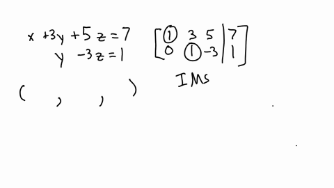 use-gaussian-elimination-to-find-the-complete-solution-to-the-system-of-equations-or-show-that-none-exists-beginarrayr-x3-y5-z7-y-3-z1-endarray-select-the-correct-choice-below-and-fill-in-any-answer-b