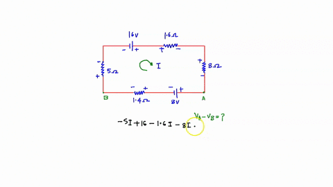 erahkm-for-the-circuit-shown-the-ligure-below-calculate-the-current-through-the-circuit-magnitude-and-direction-160-v-516-r-50-q-rz-8003-mawp-r144-q-b-the-terminal-voltage-of-the-non-ideal-8-83649