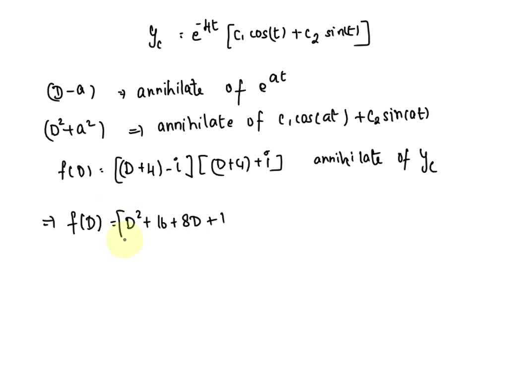 SOLVED: The complementary solution to a second-order differential ...