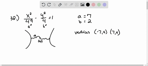 find-the-vertices-and-locate-the-foci-for-the-hyperbola-whose-equation-is-given-32-a-vertices-7-0-7-0-toci-2-0-20-c-vertices-20-2-0-foci-453-0-153-0-b-vertices-7-0-70-foci-530-1530-d-vertice-18801