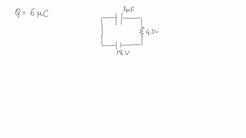 an-initially-uncharged-capacitor-is-connected-in-series-with-resistor-and-battery-at-a-certain-time-the-charge-on-the-capacitor-is-6-hc-what-is-the-current-in-the-resistor-at-this-time-3-pf-62689