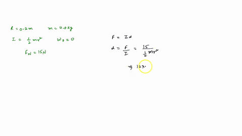 a-uniform-solid-cylinder-of-radius-r02-m-mass-40-kg-and-rotational-inertia-12-mr-2-is-initially-at-rest-the-cylinder-is-mounted-so-that-it-is-free-to-rotate-with-negligible-friction-about-an-77545