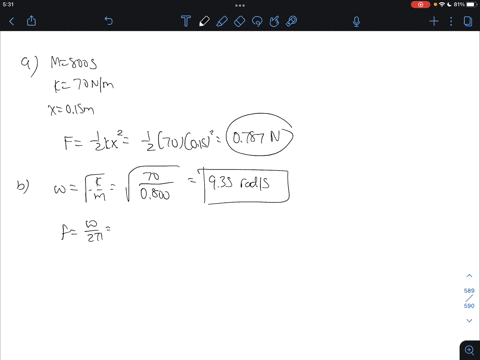 a-block-has-mass-800-g-whose-is-fasten-to-a-spring-with-spring-constant-k-is-70-nm-the-block-is-pulled-a-distance-x-15-cm-from-its-equilibrium-position-at-x-0-on-a-frictionless-surface-and-r-97595