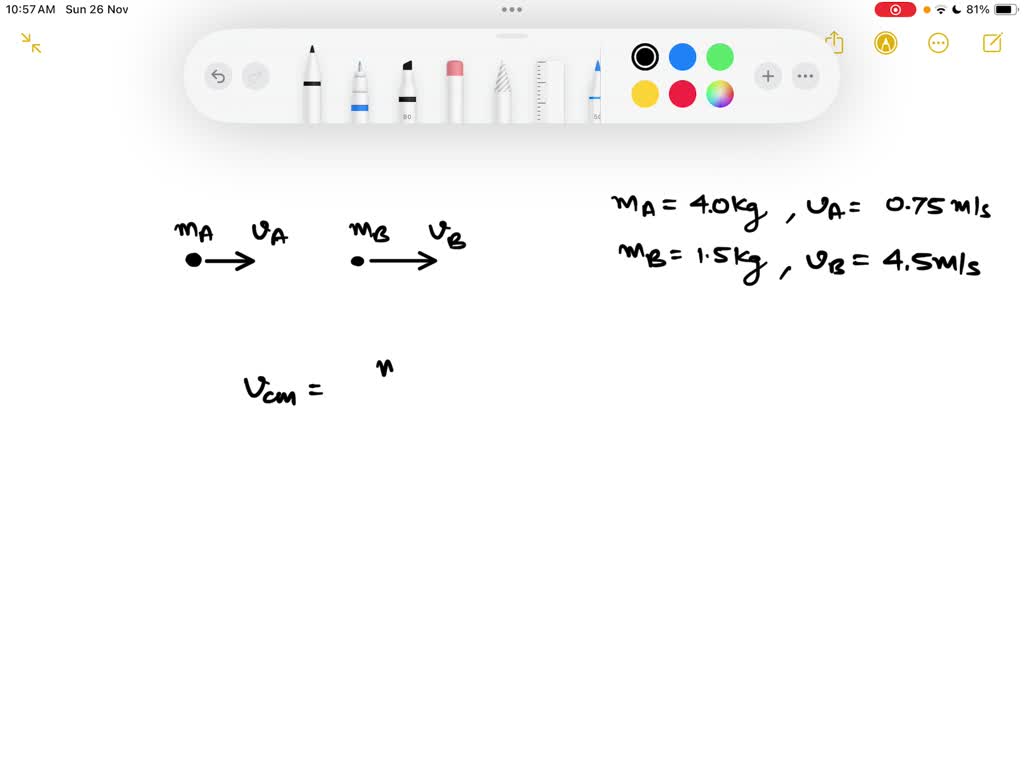 SOLVED: Mass A Is 4.0 Kg And Moving To The Right At A Speed Of 0.75 M/s ...