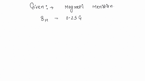 in-the-magnetic-meridian-of-a-certain-place-the-horizontal-component-of-earths-magnetic-field-is-025g-and-dip-angle-is-60o-the-magnetic-field-of-the-earth-at-this-location-will-be