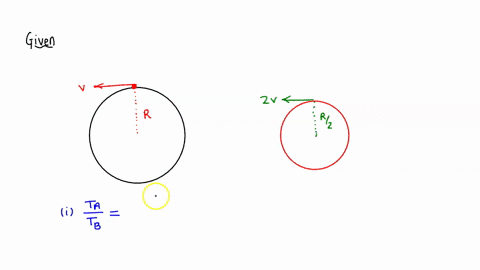 object-a-is-moving-at-speed-v-in-a-circle-of-radius-r-object-b-is-moving-at-speed-2v-in-a-circle-of-radius-r2-a-what-is-the-ratio-of-the-period-of-object-a-to-the-period-of-object-b-b-what-i-77133
