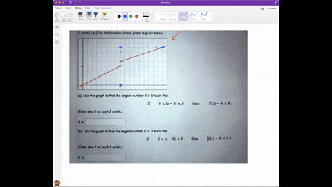 point-let-f-be-the-function-whose-graph-is-given-below-a-use-this-graph-to-find-the-largest-number-6-0-such-that-0-ix-8-6-then-vk-4-4-enter-dne-if-no-such-6-exists-6-usa-the-graph-to-find-th-41857